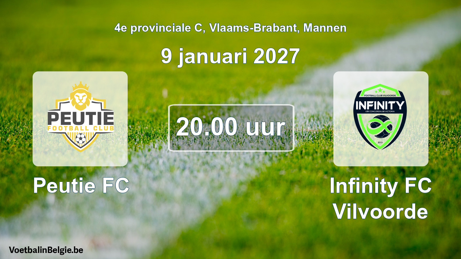 Geplande wedstrijd mannenvoetbal: Peutie FC - Infinity FC Vilvoorde (9 januari 2027)