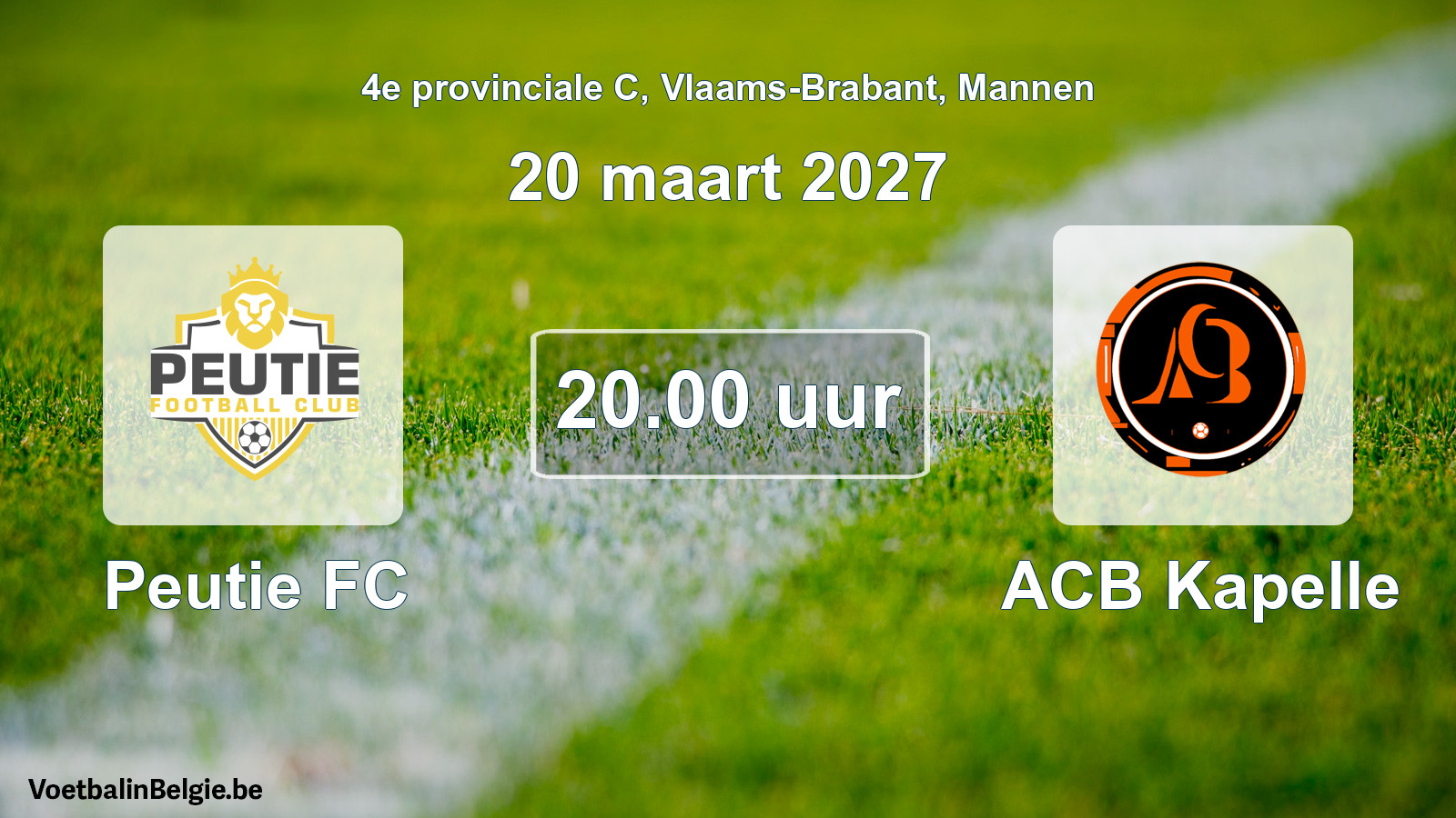 Geplande wedstrijd mannenvoetbal: Peutie FC - ACB Kapelle (20 maart 2027)