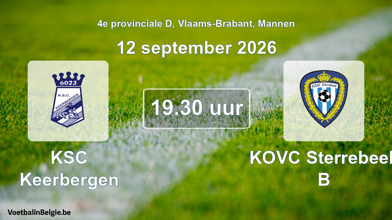 Geplande wedstrijd mannenvoetbal: KSC Keerbergen - KOVC Sterrebeek B (12 september 2026)