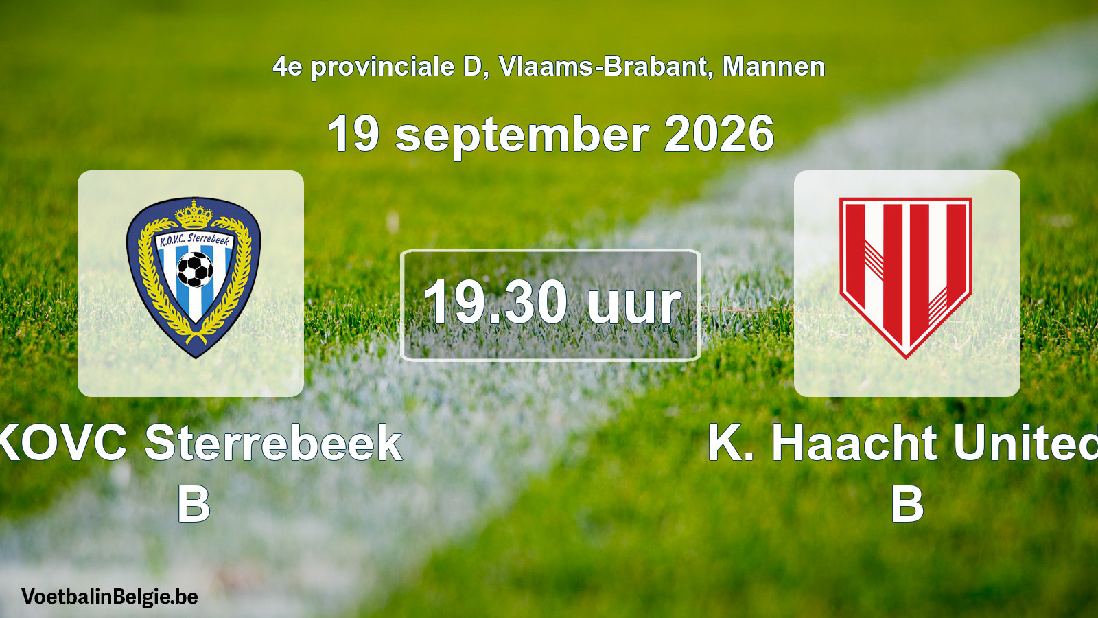 Geplande wedstrijd mannenvoetbal: KOVC Sterrebeek B - K. Haacht United B (19 september 2026)