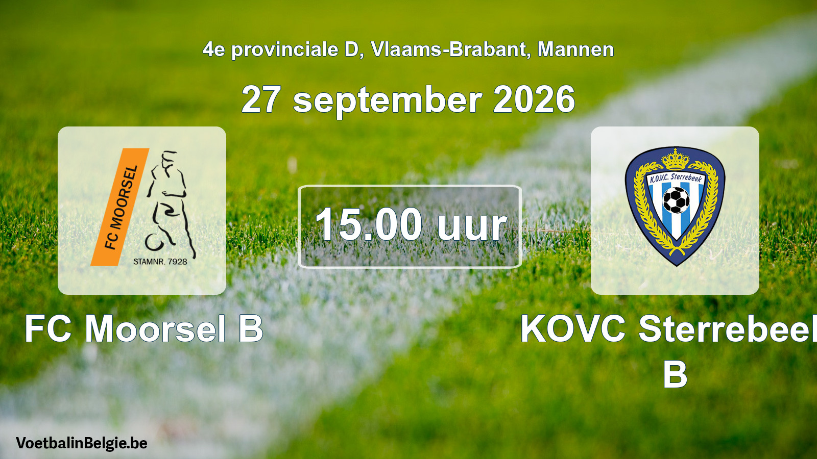 Geplande wedstrijd mannenvoetbal: FC Moorsel B - KOVC Sterrebeek B (27 september 2026)