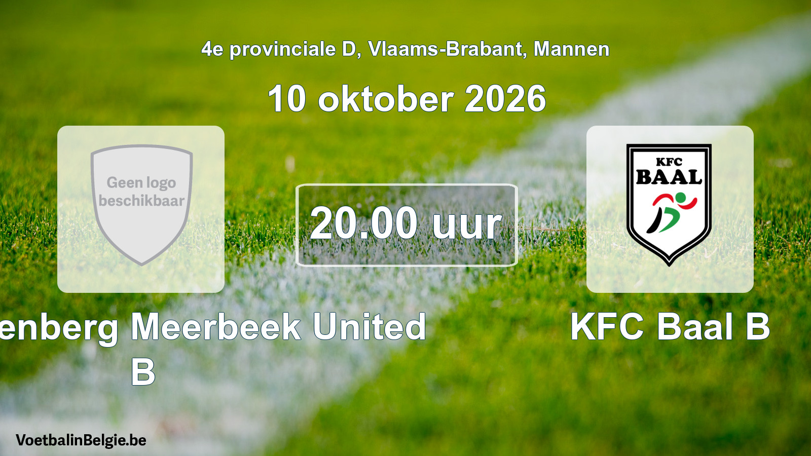 Geplantes Spiel männer-Fußball: FC Kortenberg Meerbeek United B - KFC Baal B (10 Oktober 2026)