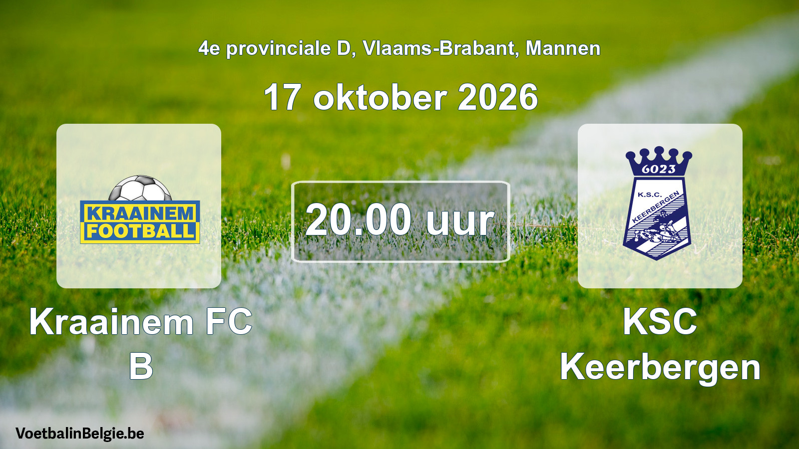 Geplande wedstrijd mannenvoetbal: Kraainem FC B - KSC Keerbergen (17 oktober 2026)