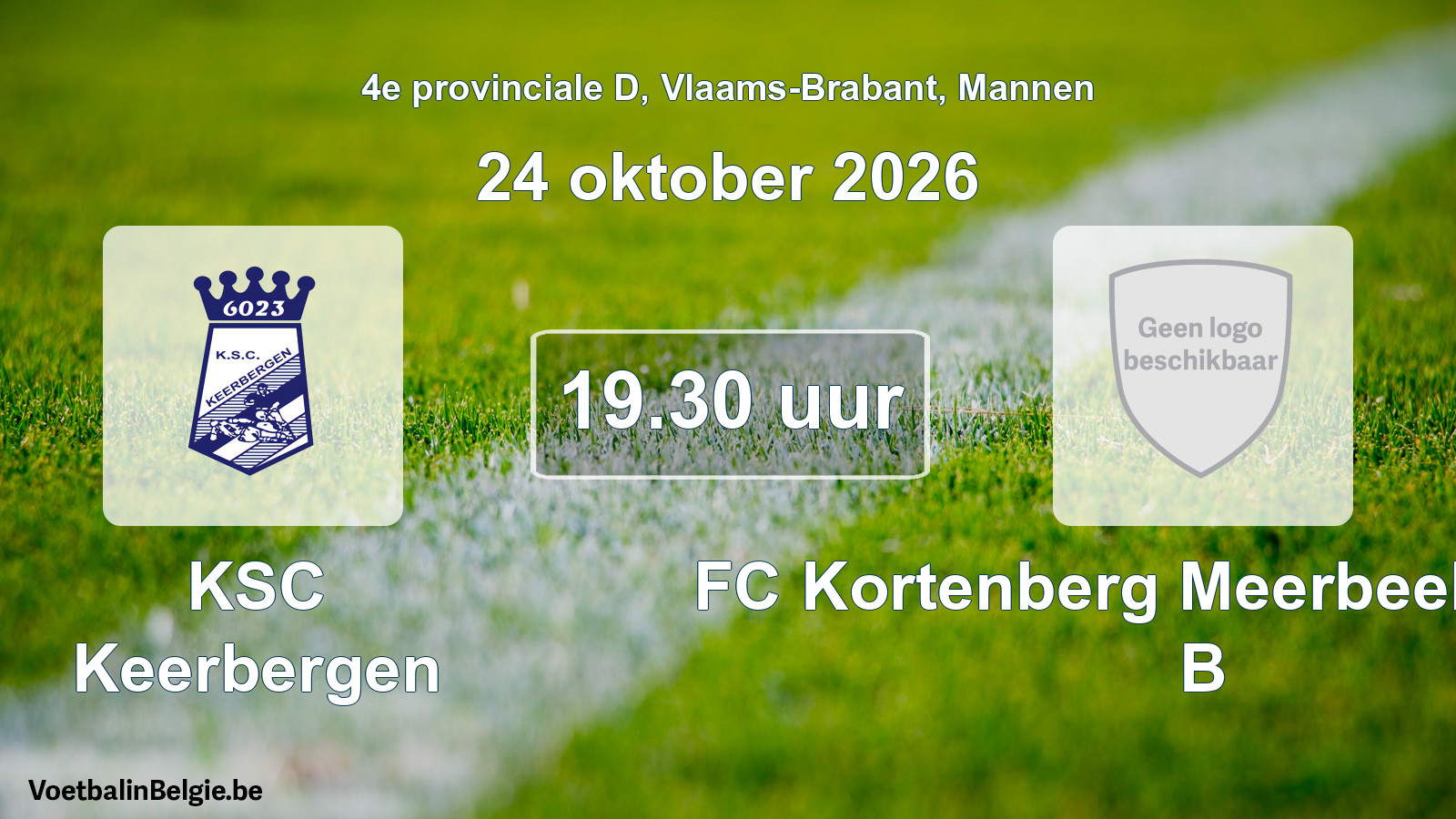 Geplande wedstrijd mannenvoetbal: KSC Keerbergen - FC Kortenberg Meerbeek United B (24 oktober 2026)