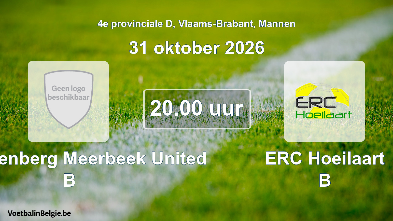 Geplande wedstrijd mannenvoetbal: FC Kortenberg Meerbeek United B - ERC Hoeilaart B (31 oktober 2026)