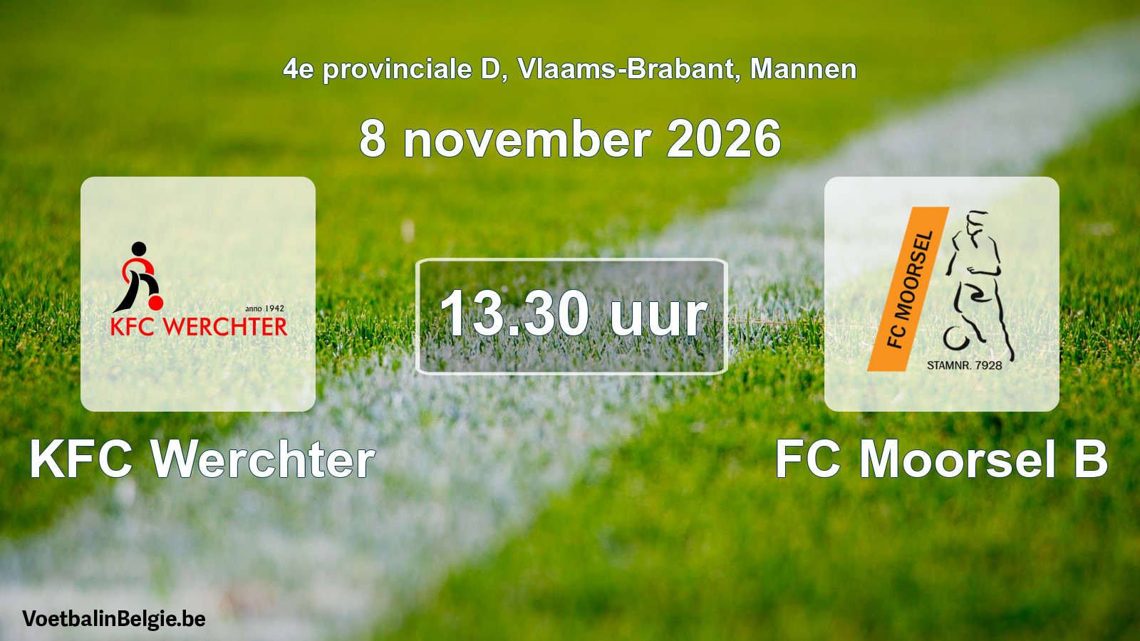 Geplande wedstrijd mannenvoetbal: KFC Werchter - FC Moorsel B (8 november 2026)