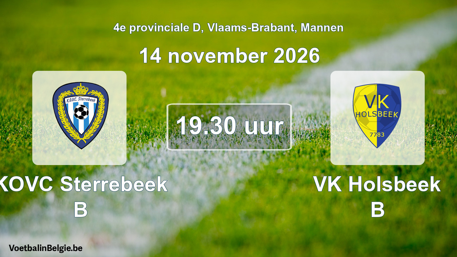 Geplande wedstrijd mannenvoetbal: KOVC Sterrebeek B - VK Holsbeek B (14 november 2026)