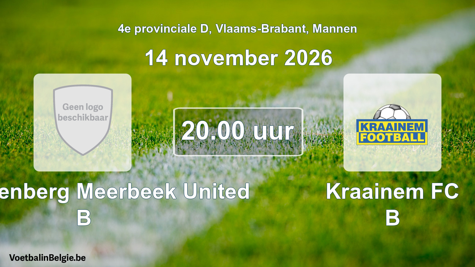 Geplande wedstrijd mannenvoetbal: FC Kortenberg Meerbeek United B - Kraainem FC B (14 november 2026)