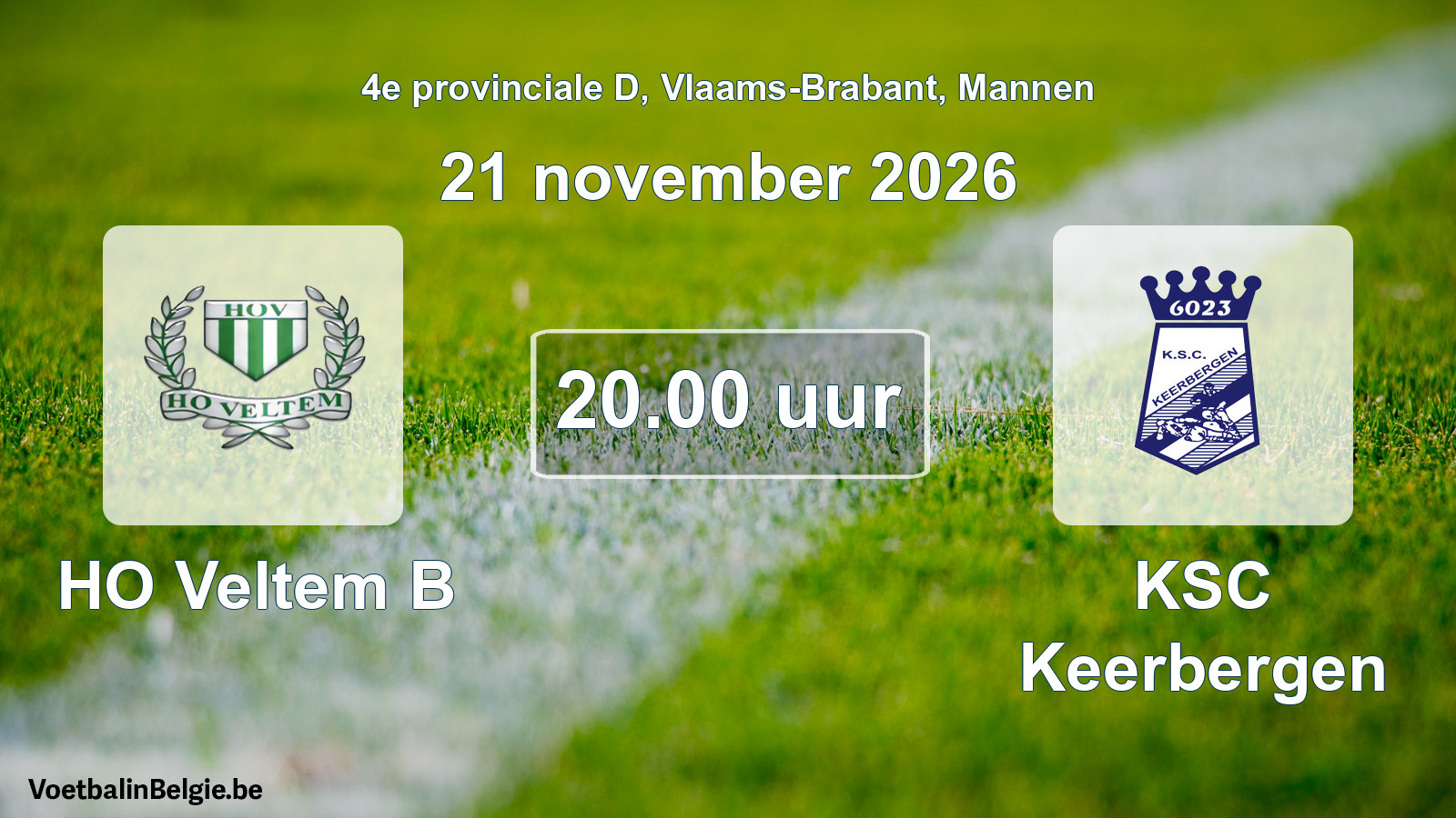 Geplande wedstrijd mannenvoetbal: HO Veltem B - KSC Keerbergen (21 november 2026)