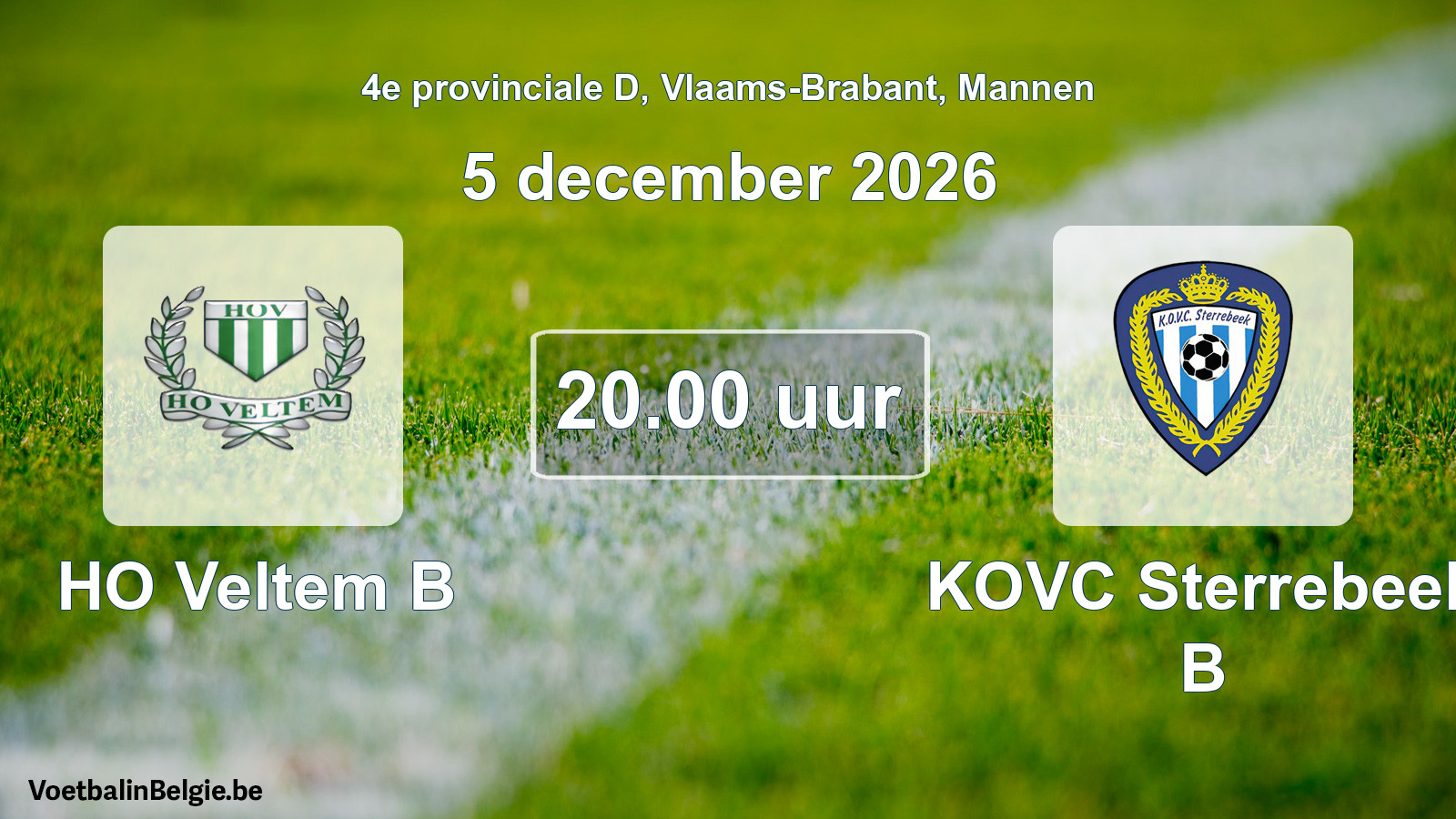 Geplande wedstrijd mannenvoetbal: HO Veltem B - KOVC Sterrebeek B (5 december 2026)