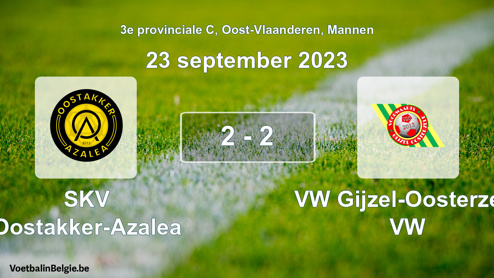 Gespeelde wedstrijd mannenvoetbal: SKV Oostakker-Azalea - VW Gijzel-Oosterzele VW 2 - 2 (23 september 2023)