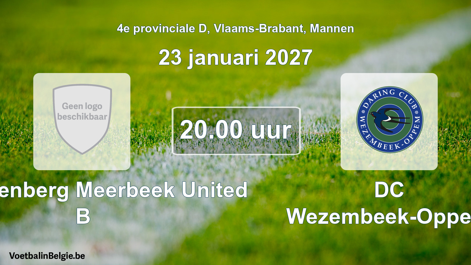 Match prévu football hommes: FC Kortenberg Meerbeek United B - DC Wezembeek-Oppem (23 janvier 2027)