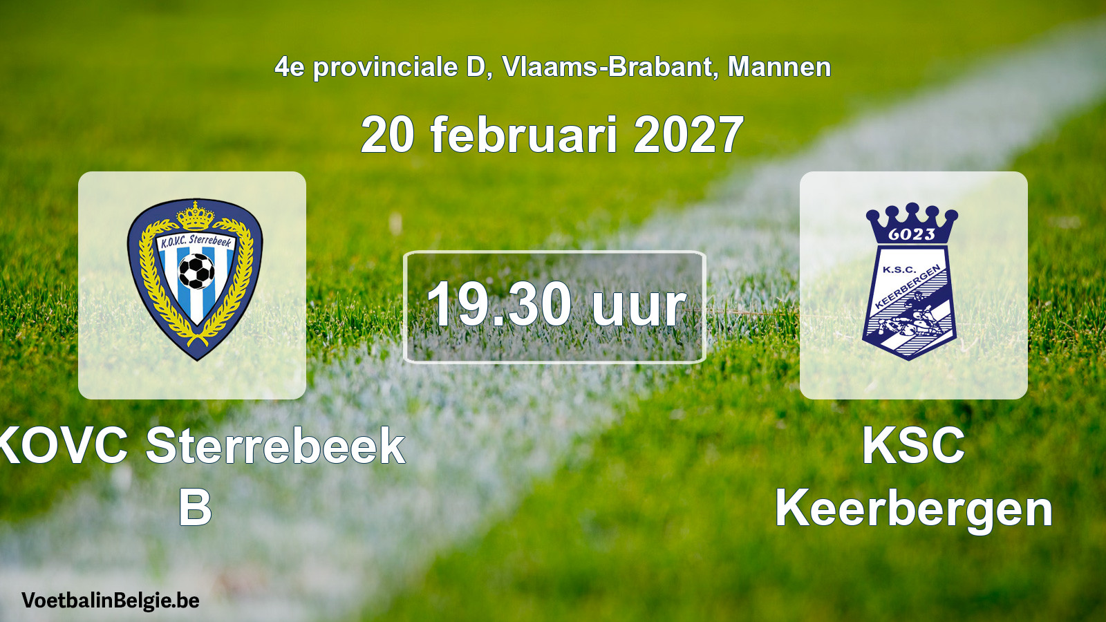 Geplande wedstrijd mannenvoetbal: KOVC Sterrebeek B - KSC Keerbergen (20 februari 2027)