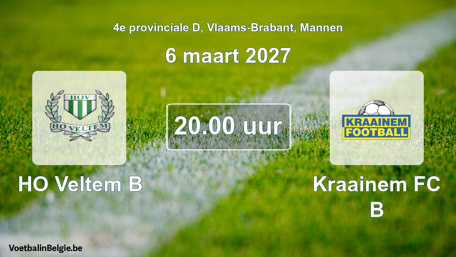 Geplande wedstrijd mannenvoetbal: HO Veltem B - Kraainem FC B (6 maart 2027)