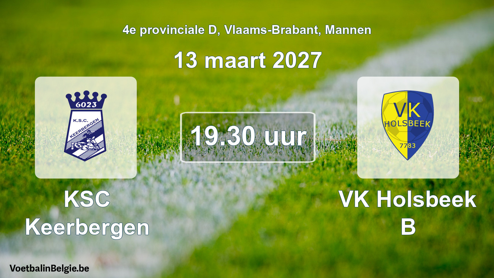 Geplande wedstrijd mannenvoetbal: KSC Keerbergen - VK Holsbeek B (13 maart 2027)