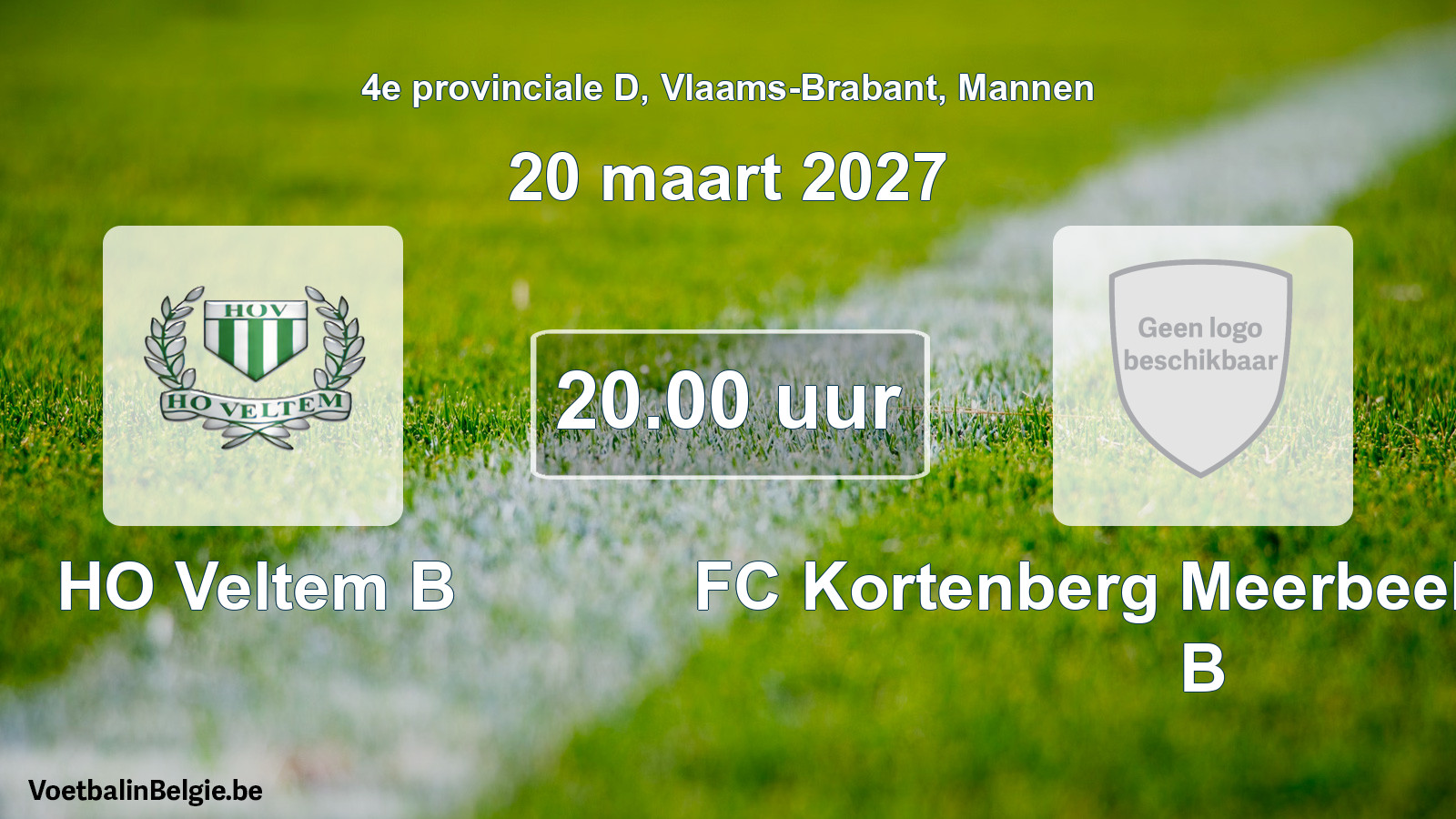 Geplande wedstrijd mannenvoetbal: HO Veltem B - FC Kortenberg Meerbeek United B (20 maart 2027)