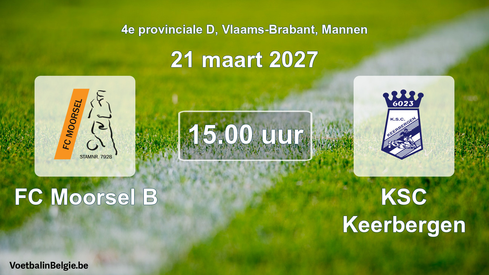 Geplande wedstrijd mannenvoetbal: FC Moorsel B - KSC Keerbergen (21 maart 2027)