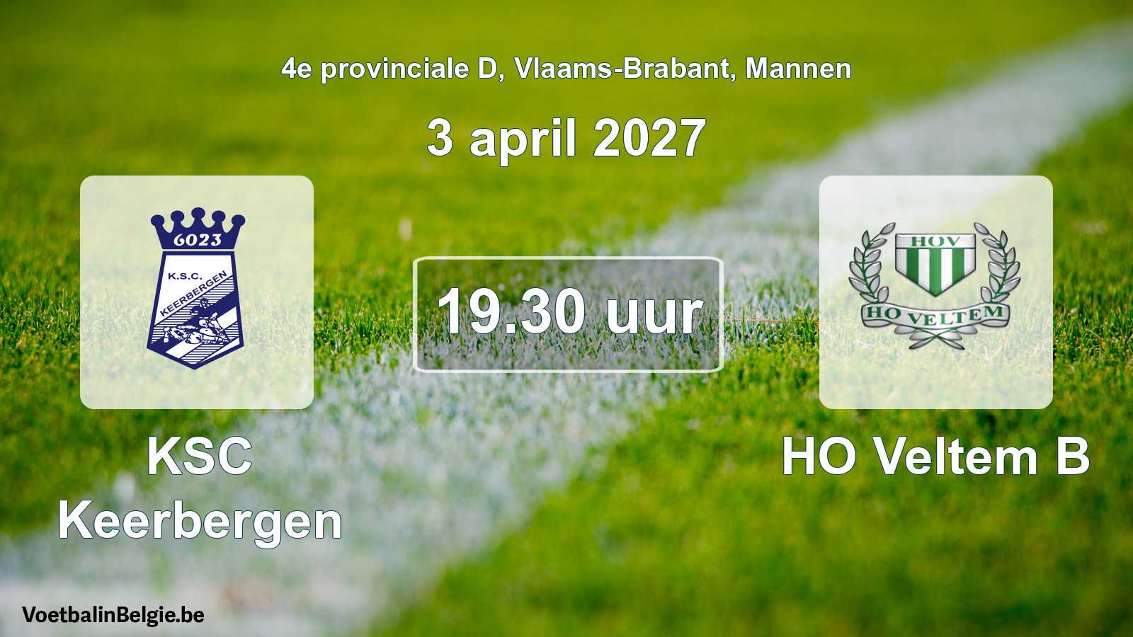 Geplande wedstrijd mannenvoetbal: KSC Keerbergen - HO Veltem B (3 april 2027)