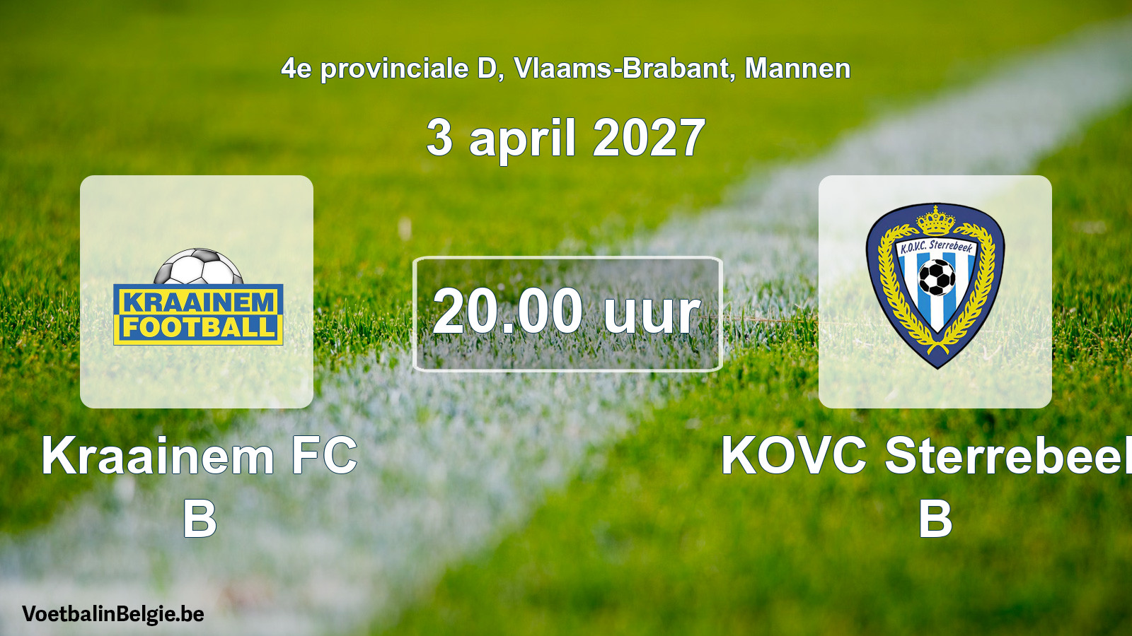 Geplande wedstrijd mannenvoetbal: Kraainem FC B - KOVC Sterrebeek B (3 april 2027)