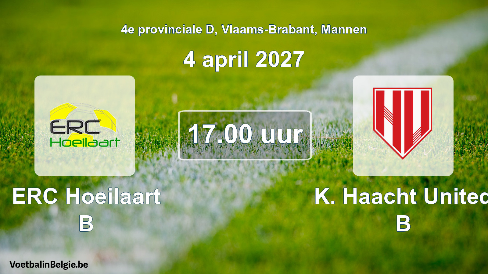 Geplande wedstrijd mannenvoetbal: ERC Hoeilaart B - K. Haacht United B (4 april 2027)