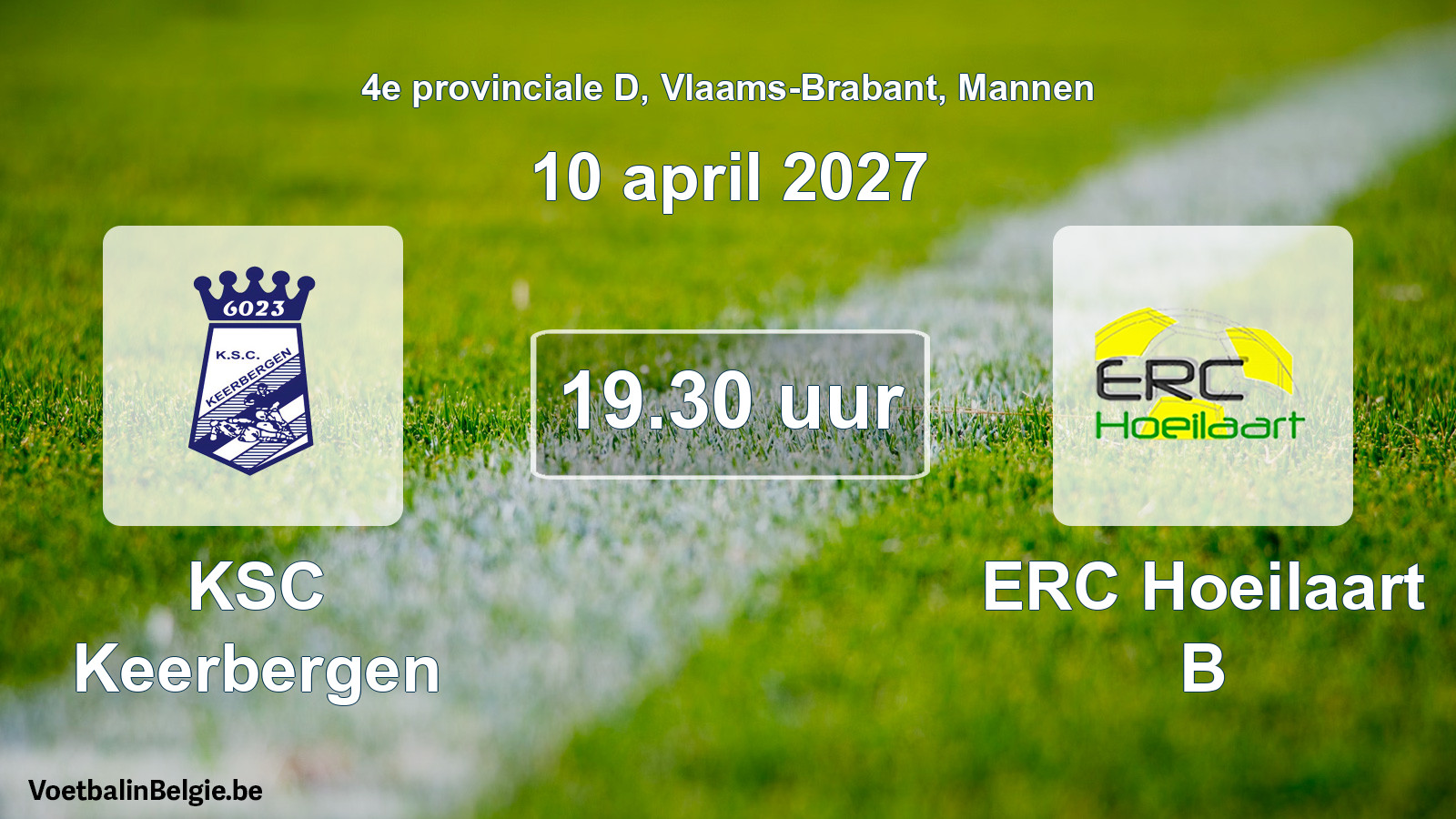 Geplantes Spiel männer-Fußball: KSC Keerbergen - ERC Hoeilaart B (10 April 2027)