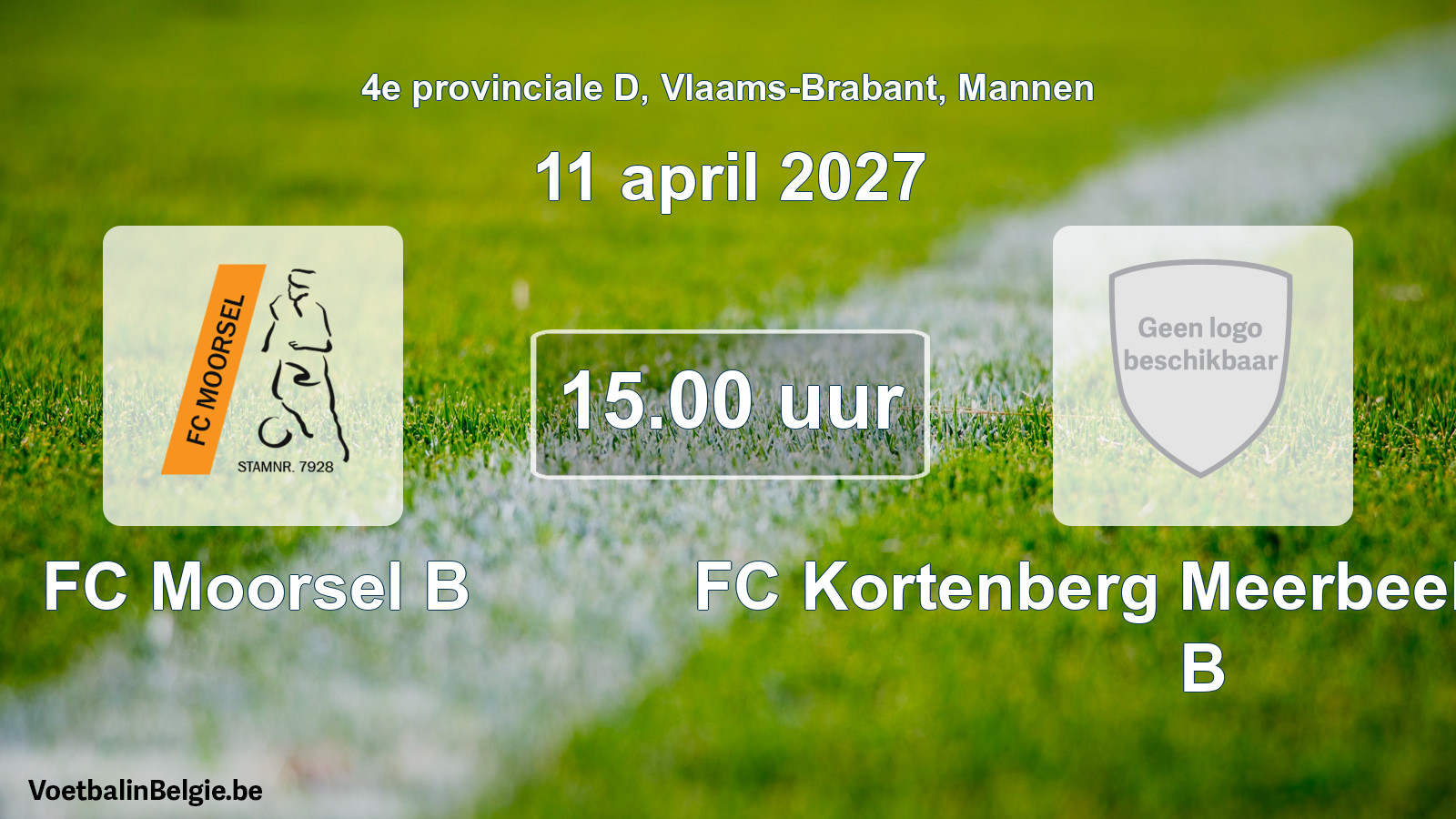 Geplande wedstrijd mannenvoetbal: FC Moorsel B - FC Kortenberg Meerbeek United B (11 april 2027)