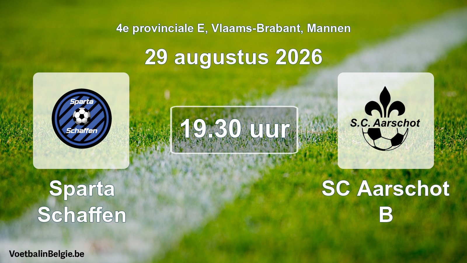 Geplande wedstrijd mannenvoetbal: Sparta Schaffen - SC Aarschot B (29 augustus 2026)