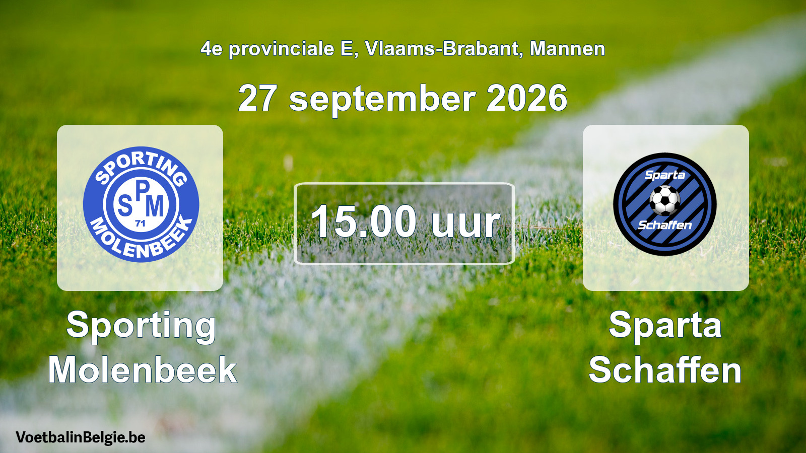 Geplande wedstrijd mannenvoetbal: Sporting Molenbeek - Sparta Schaffen (27 september 2026)
