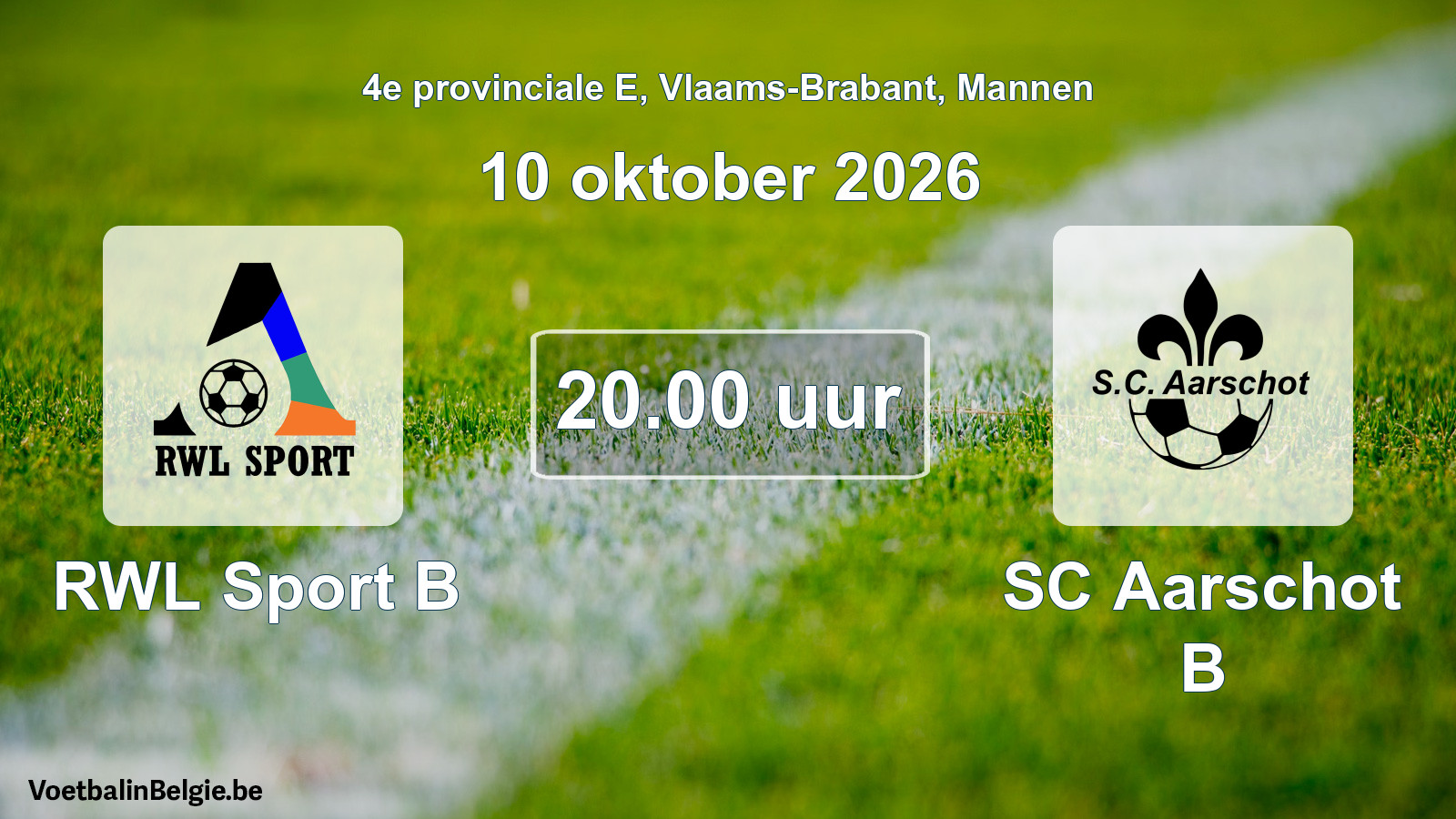 Geplande wedstrijd mannenvoetbal: RWL Sport B - SC Aarschot B (10 oktober 2026)