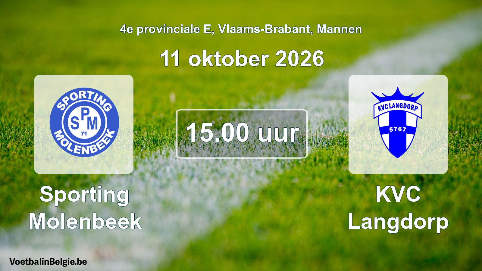 Geplande wedstrijd mannenvoetbal: Sporting Molenbeek - KVC Langdorp (11 oktober 2026)
