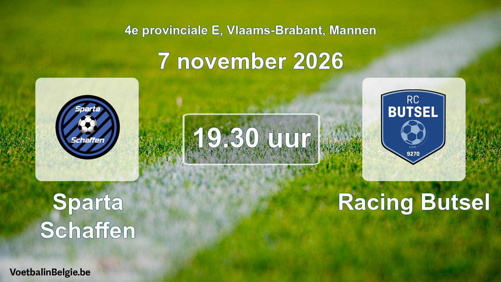 Geplande wedstrijd mannenvoetbal: Sparta Schaffen - Racing Butsel (7 november 2026)