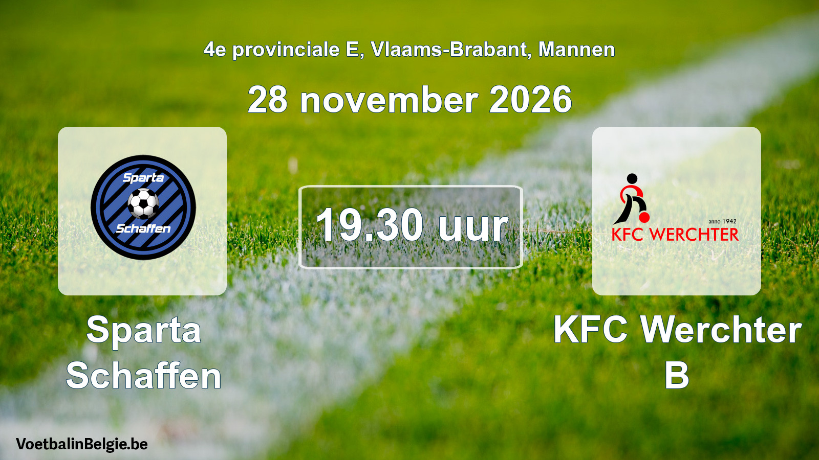 Geplande wedstrijd mannenvoetbal: Sparta Schaffen - KFC Werchter B (28 november 2026)