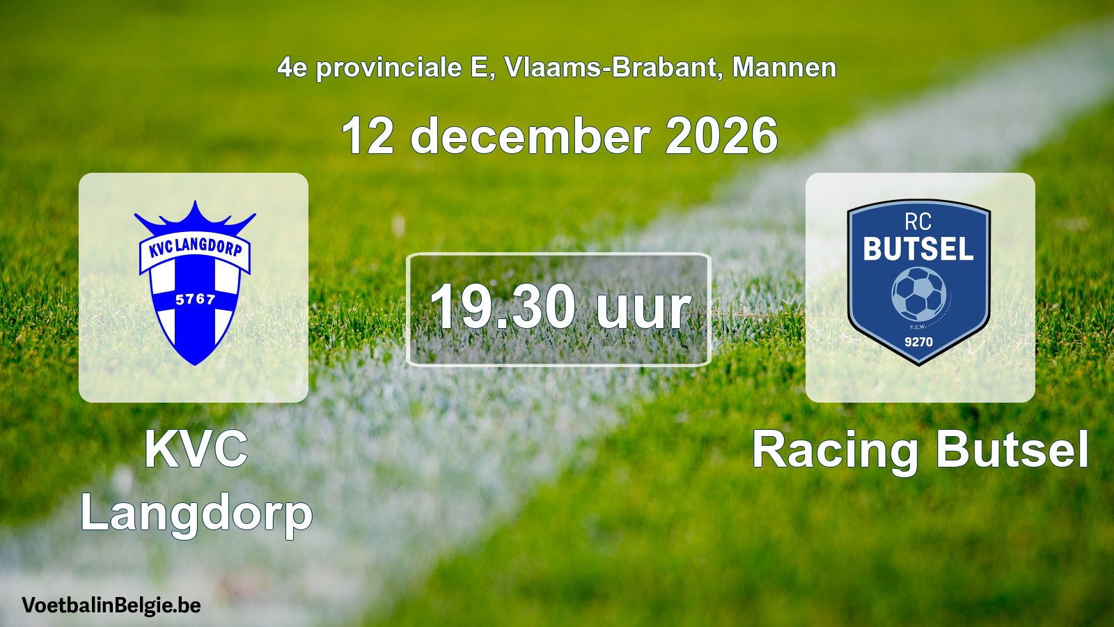 Geplande wedstrijd mannenvoetbal: KVC Langdorp - Racing Butsel (12 december 2026)