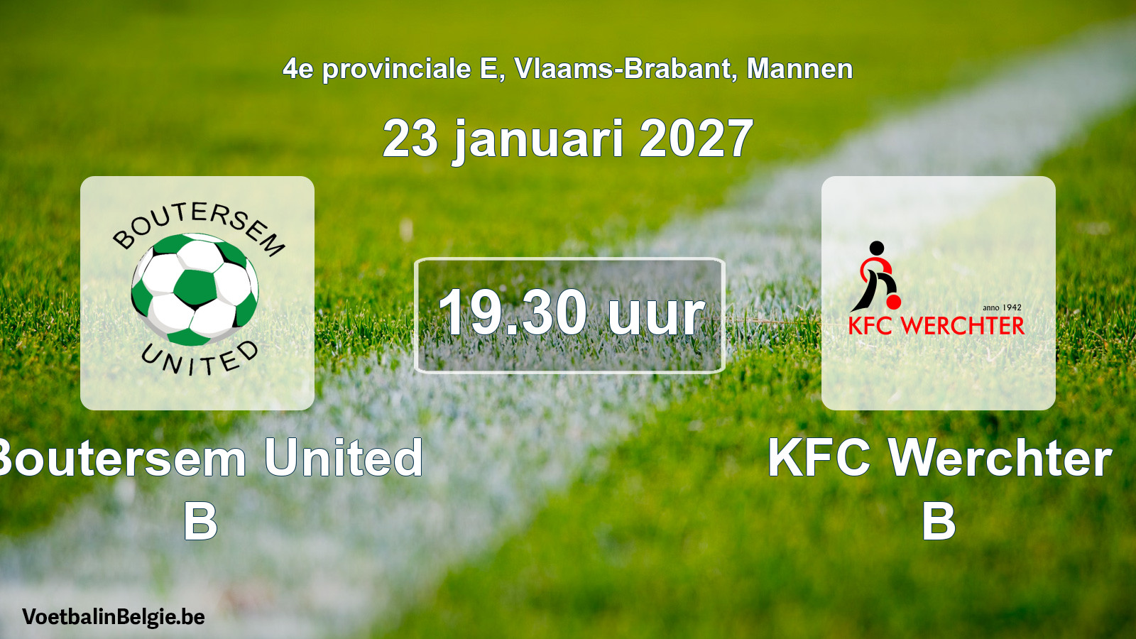 Geplande wedstrijd mannenvoetbal: Boutersem United B - KFC Werchter B (23 januari 2027)