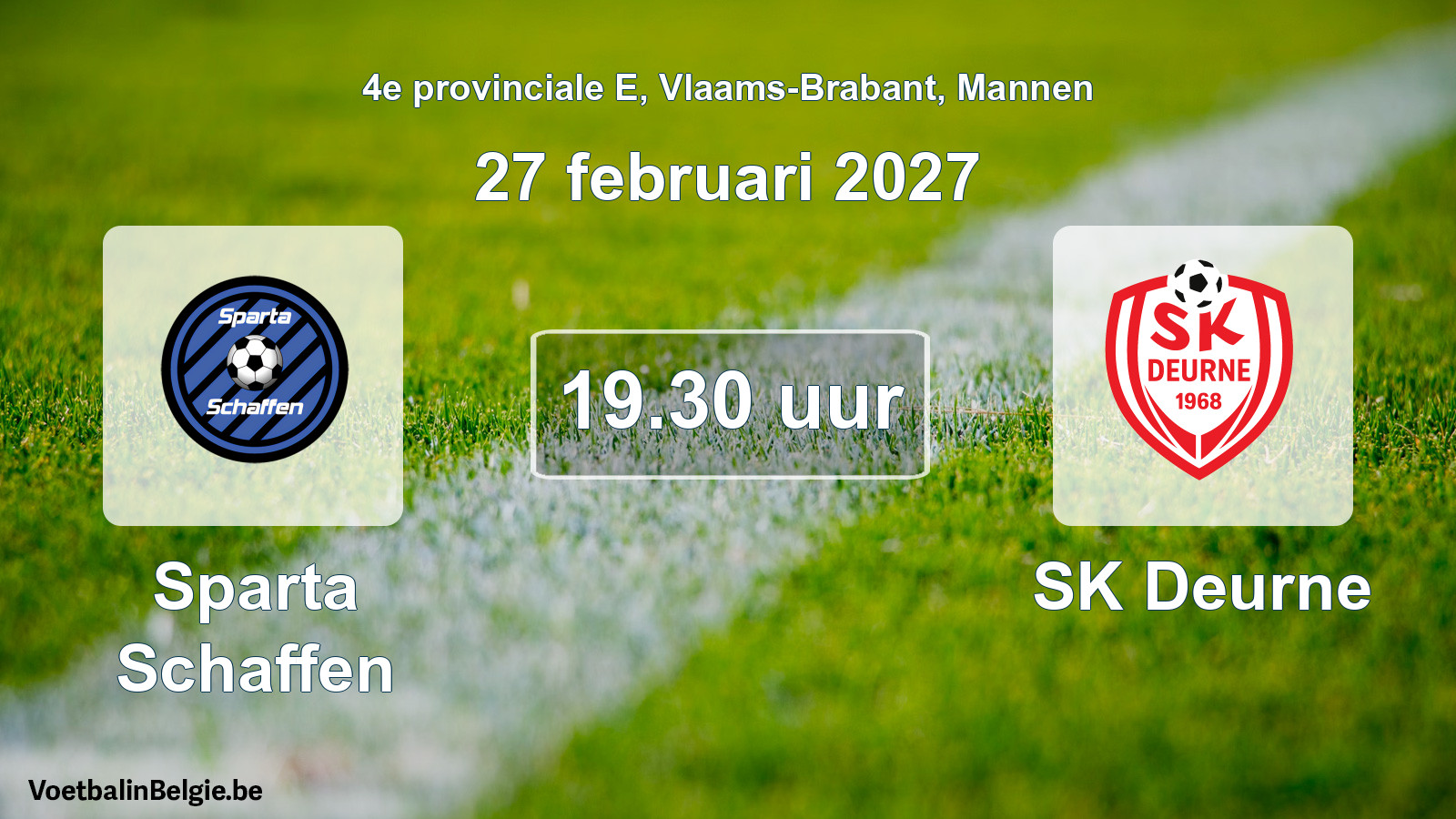 Geplande wedstrijd mannenvoetbal: Sparta Schaffen - SK Deurne (27 februari 2027)