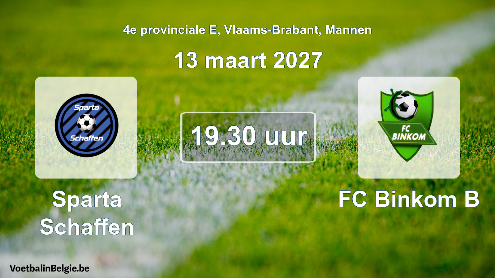 Geplande wedstrijd mannenvoetbal: Sparta Schaffen - FC Binkom B (13 maart 2027)