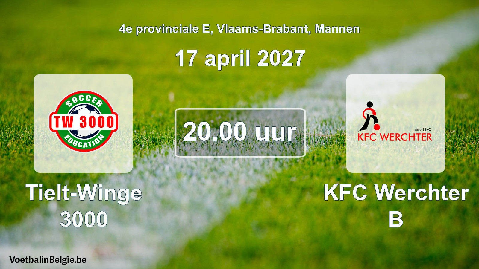 Geplande wedstrijd mannenvoetbal: Tielt-Winge 3000 - KFC Werchter B (17 april 2027)