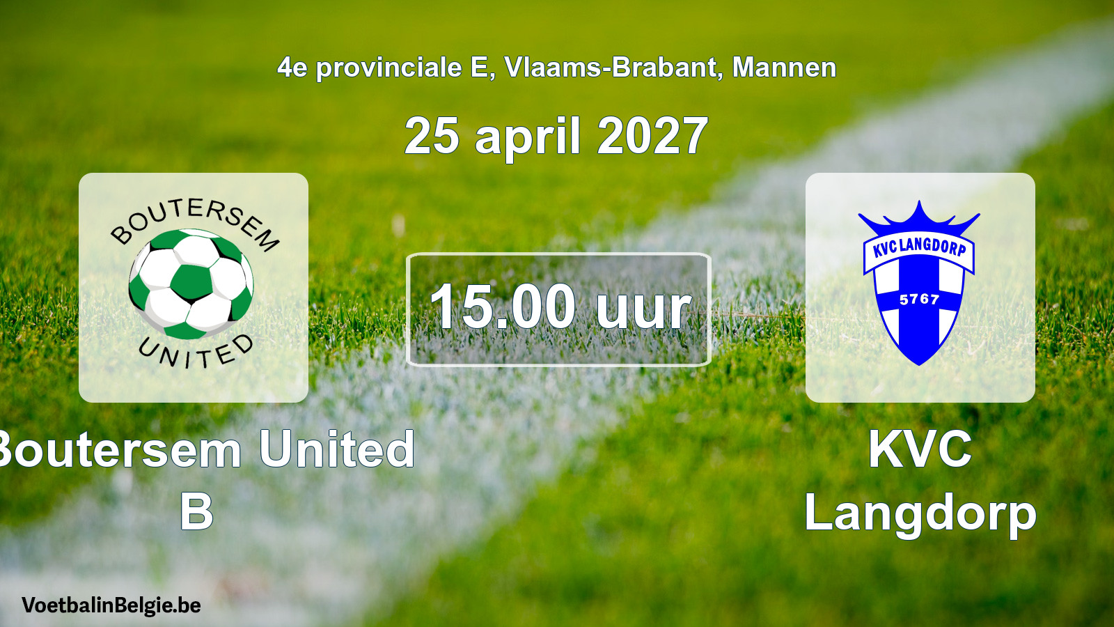 Geplande wedstrijd mannenvoetbal: Boutersem United B - KVC Langdorp (25 april 2027)