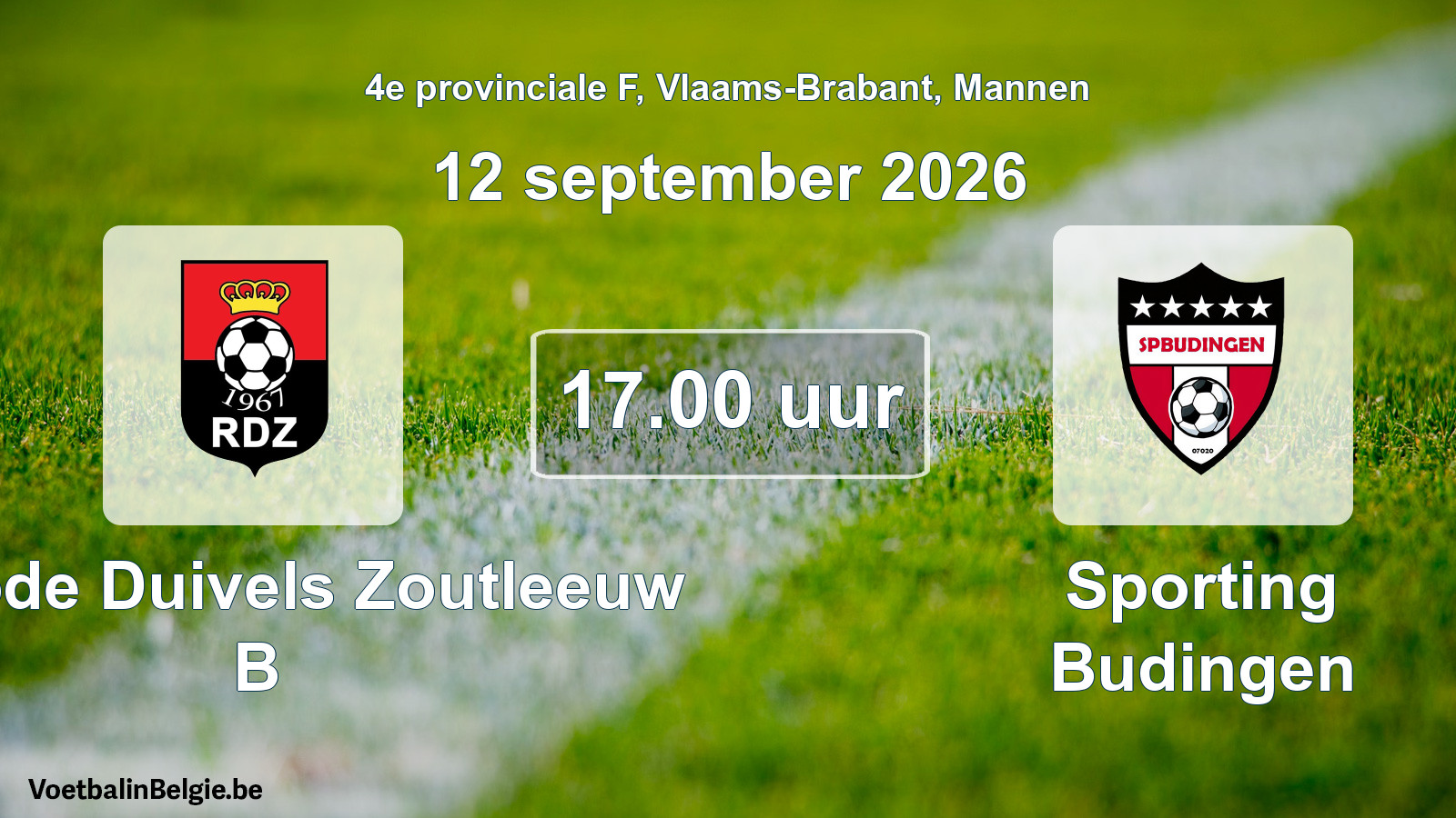 Scheduled match men football: K. Rode Duivels Zoutleeuw B - Sporting Budingen (12 September 2026)