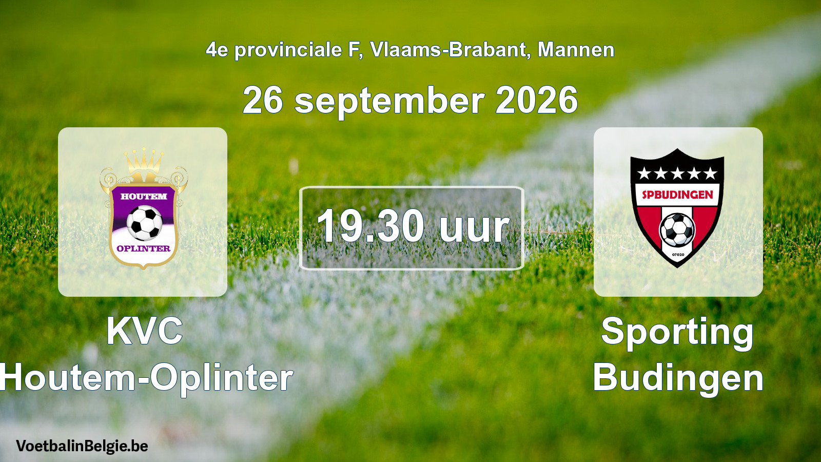 Geplande wedstrijd mannenvoetbal: KVC Houtem-Oplinter - Sporting Budingen (26 september 2026)