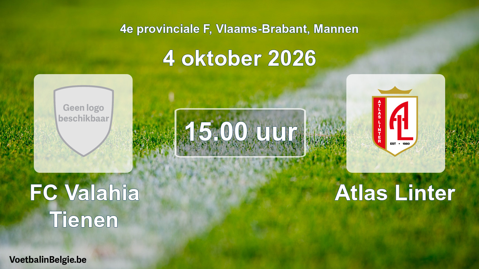 Geplande wedstrijd mannenvoetbal: FC Valahia Tienen - Atlas Linter (4 oktober 2026)
