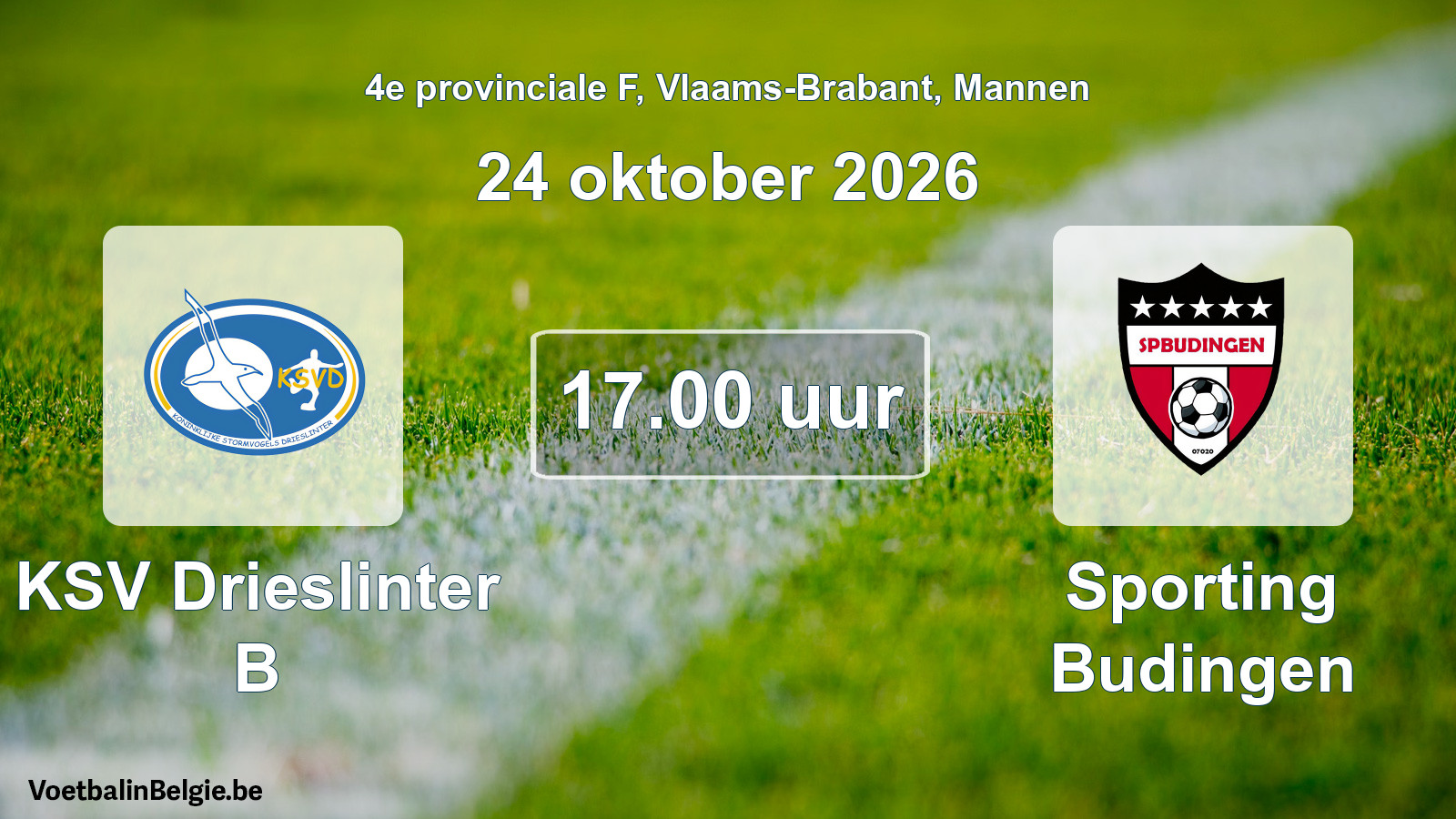 Geplande wedstrijd mannenvoetbal: KSV Drieslinter B - Sporting Budingen (24 oktober 2026)