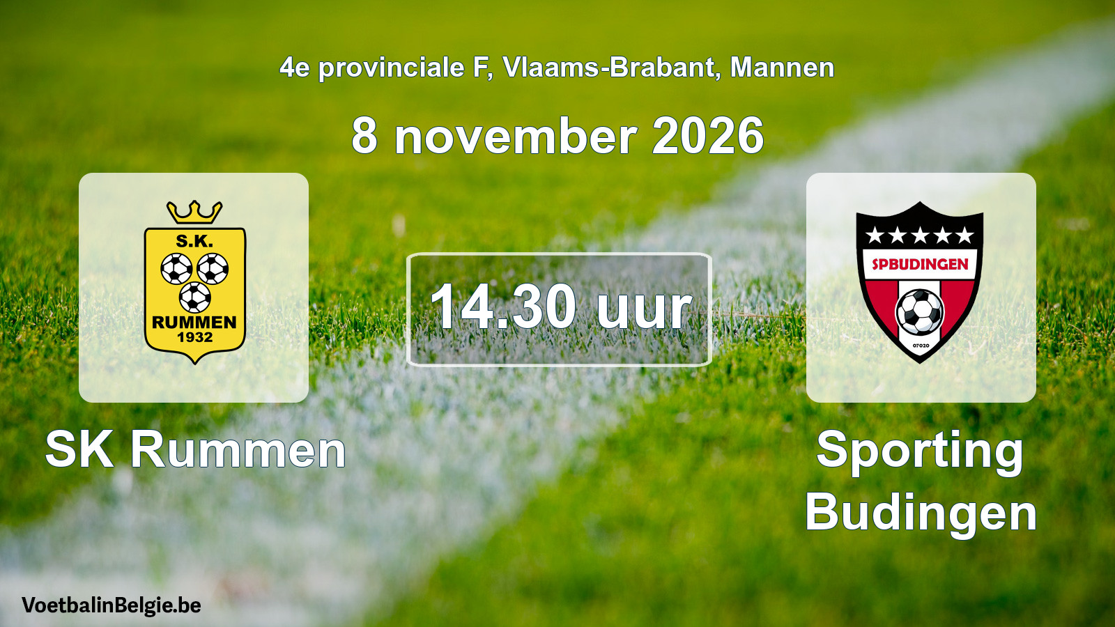 Geplande wedstrijd mannenvoetbal: SK Rummen - Sporting Budingen (8 november 2026)