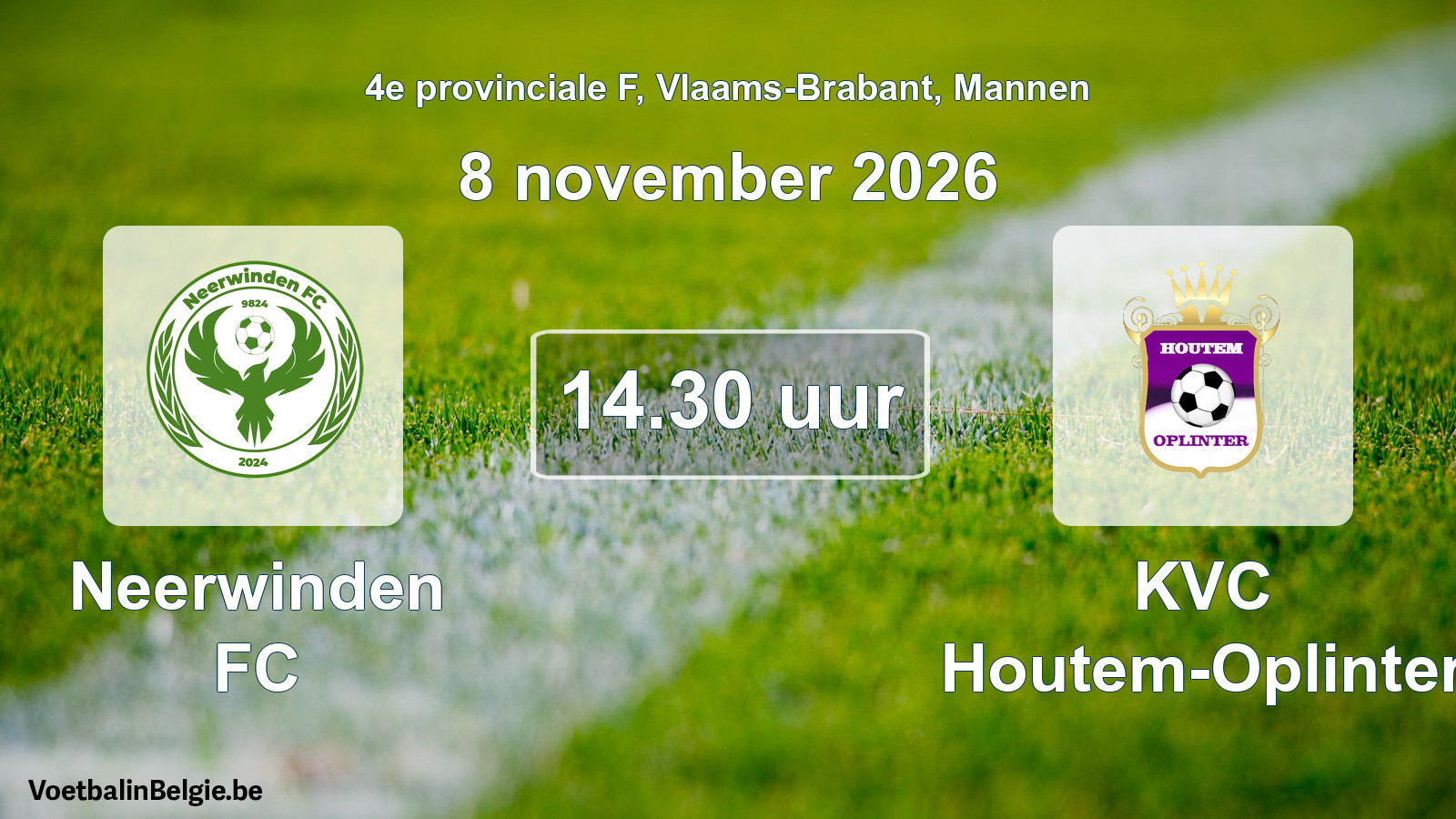 Geplande wedstrijd mannenvoetbal: Neerwinden FC - KVC Houtem-Oplinter (8 november 2026)