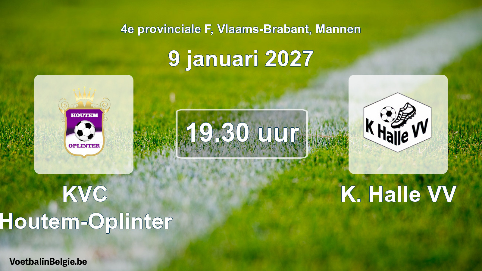 Geplande wedstrijd mannenvoetbal: KVC Houtem-Oplinter - K. Halle VV (9 januari 2027)