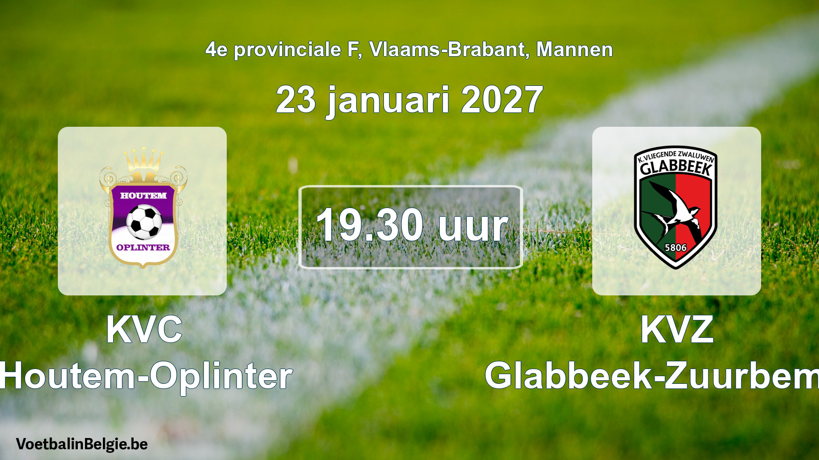 Geplande wedstrijd mannenvoetbal: KVC Houtem-Oplinter - KVZ Glabbeek-Zuurbemde (23 januari 2027)