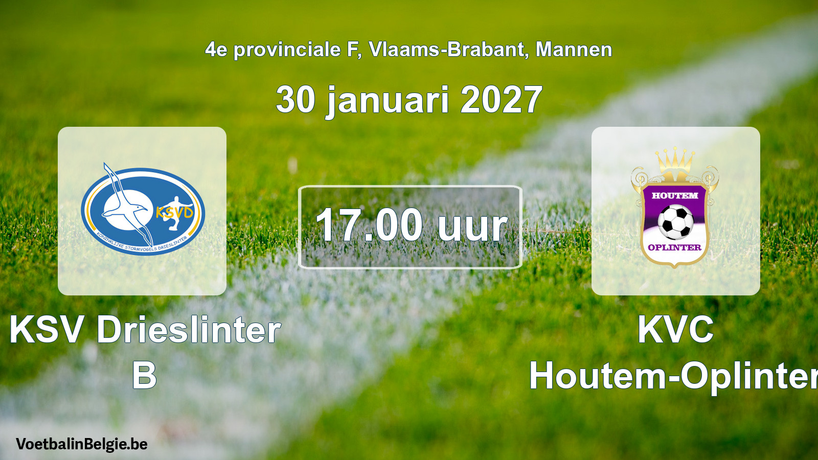 Geplande wedstrijd mannenvoetbal: KSV Drieslinter B - KVC Houtem-Oplinter (30 januari 2027)
