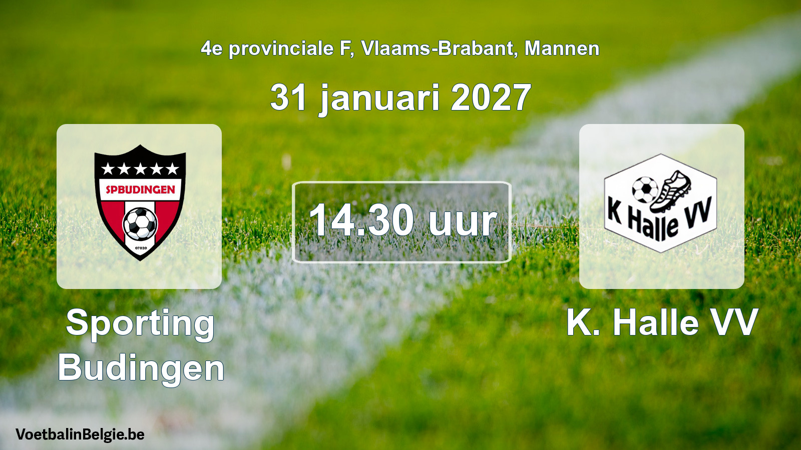 Geplande wedstrijd mannenvoetbal: Sporting Budingen - K. Halle VV (31 januari 2027)
