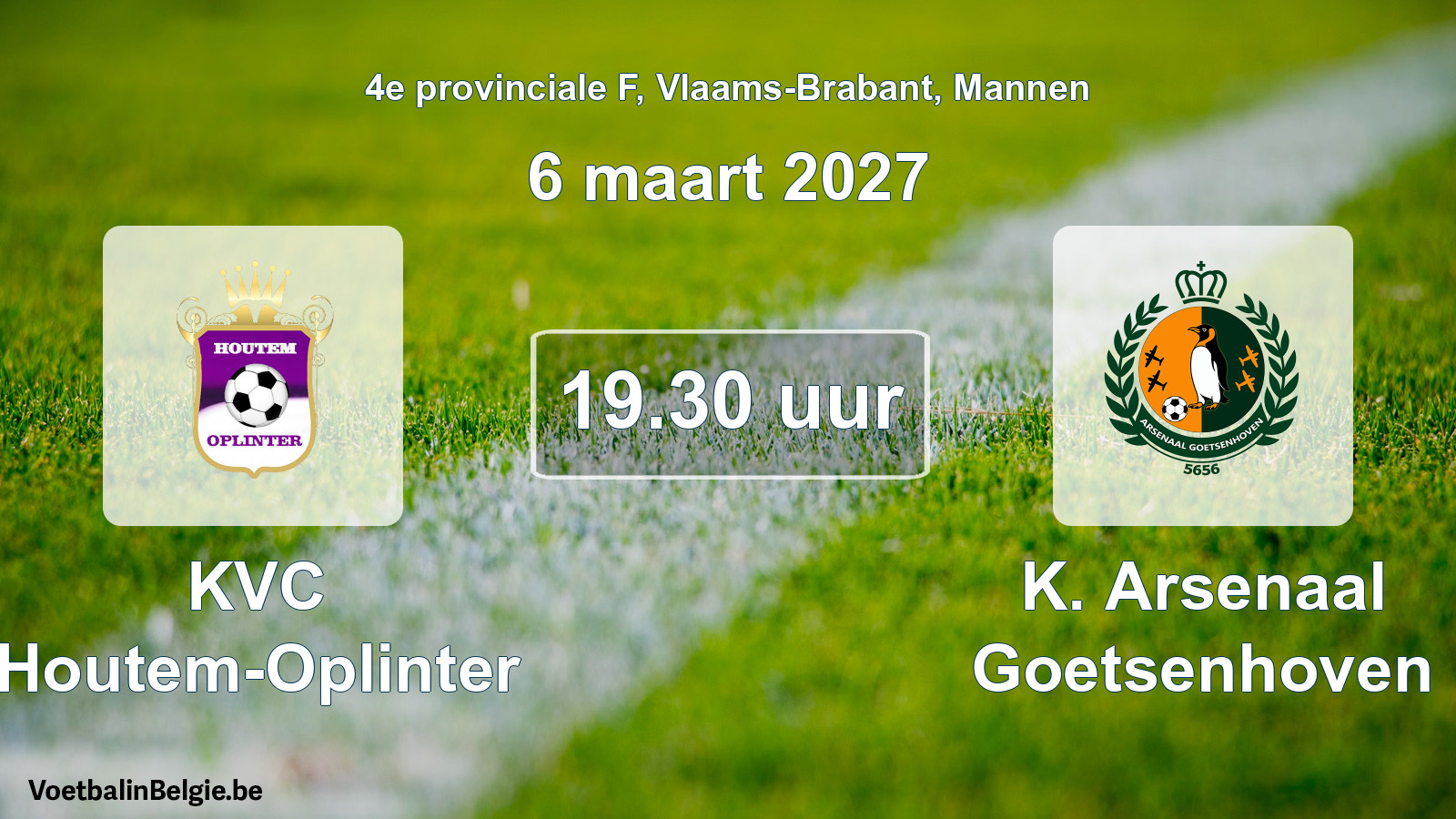 Match prévu football hommes: KVC Houtem-Oplinter - K. Arsenaal Goetsenhoven (6 mars 2027)