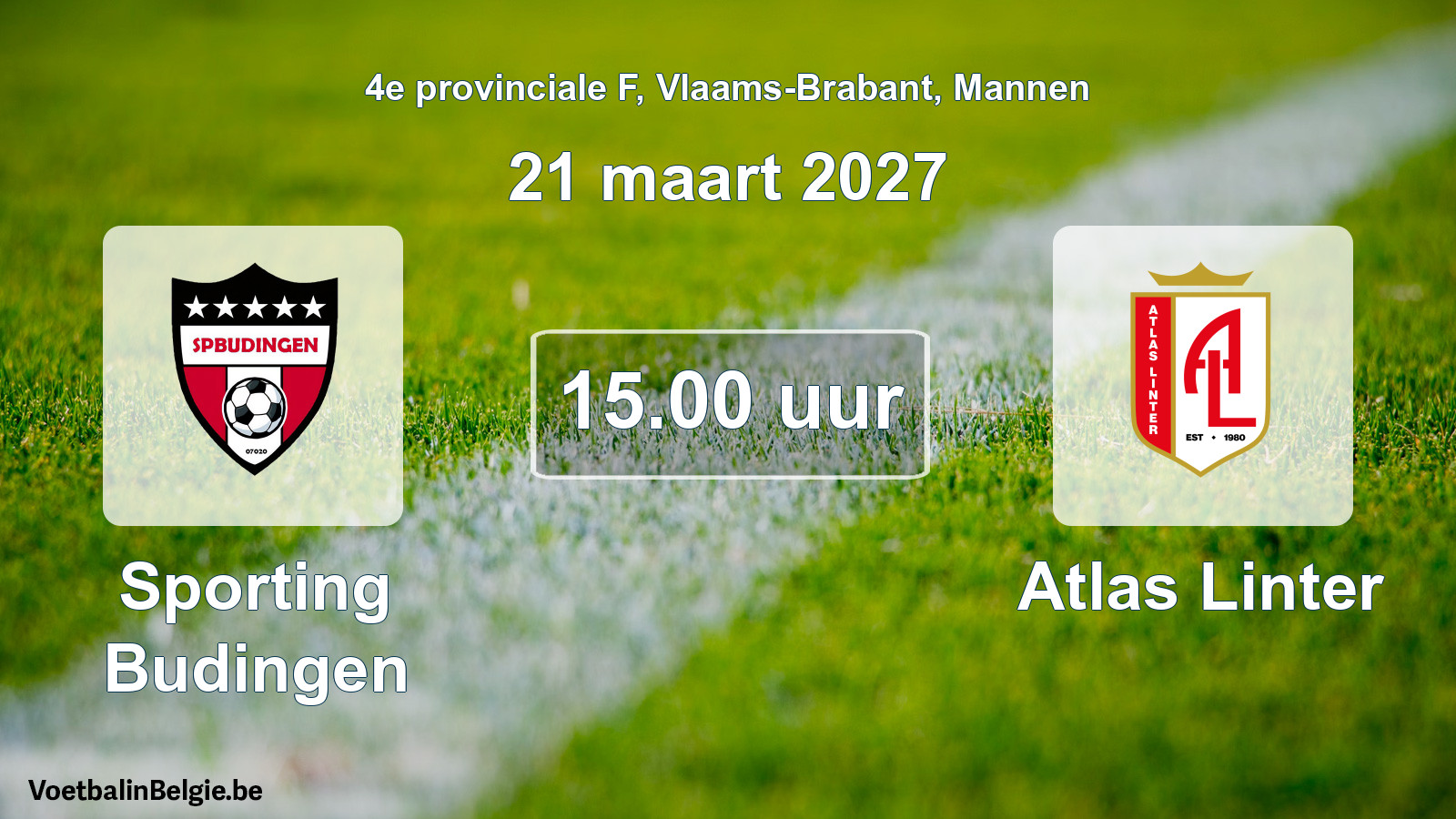 Geplande wedstrijd mannenvoetbal: Sporting Budingen - Atlas Linter (21 maart 2027)